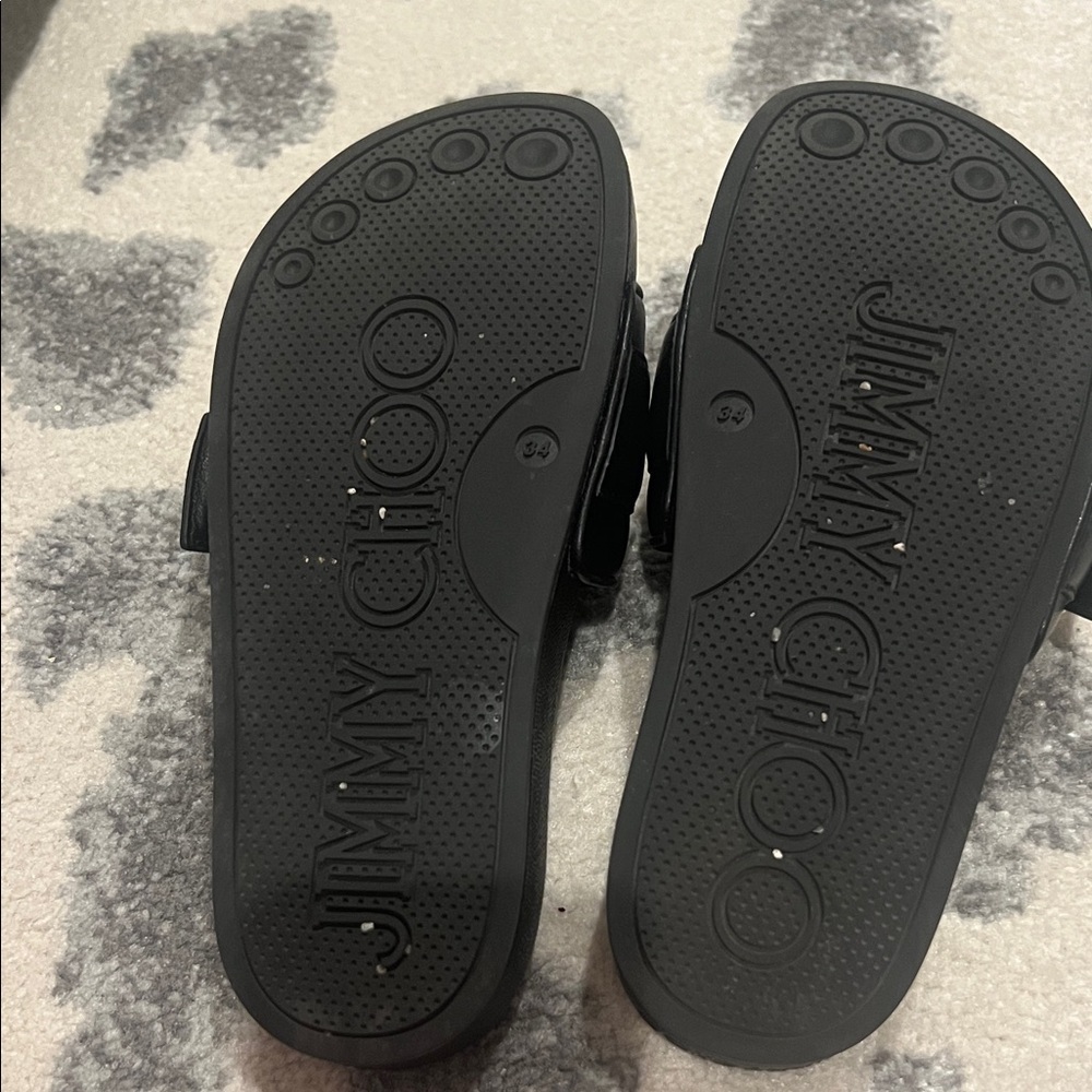 JIMMY CHOO Black Slide Sandals with Crystal Embellishment SIZE 34 - Picture 4 of 7